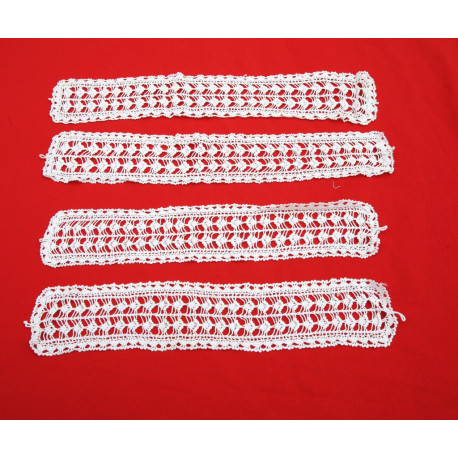 4 bandes dentelle anciennes crochet blanches