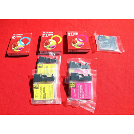 Lot de 8 cartouches INK RP-E-0061 pour brother jaune, magenta, noir, cyan