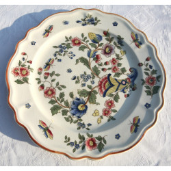 assiette ancienne en faience décor corne abondance papillon fleurs