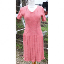 robe vintage femme  laine tricoté main rose taille s ou m