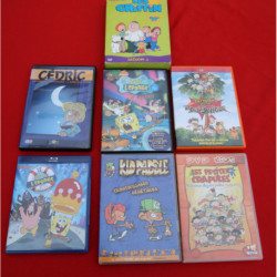 lot de 6 dvd et 1 bluray pour enfant, bob l eponge, les crapules ect