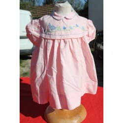 belle robe coton  A.L.K. neuve vintage brodée  vintage 18 mois