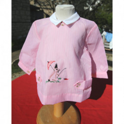 petite blouse nylon rose brodée neuve 1 an