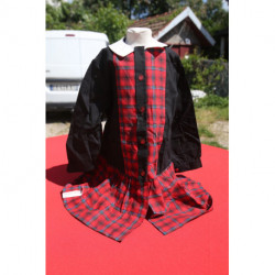 robe coton fond noir décor écossais ANIK vintage neuve 6 ans
