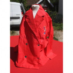 blouse coton rouge vintage GALOPINS décor ancre marine neuve 8 ans