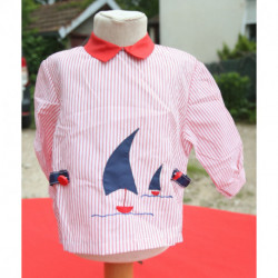 petite blouse vintage nylon enfant ou poupée neuve décor marine 6 mois