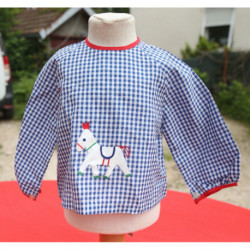 petite blouse vintage nylon enfant ou poupée neuve vichy cheval 2è age