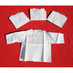 4 toutes petites chemises coton neuves pour bébé ou poupon ancienne