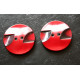 2 Gros bouton rouge et noir metal 