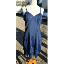 fond de robe combinaison vintage nylon MARGARETT bleu 46/48