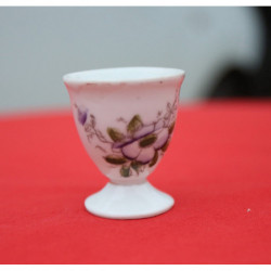 coquetier ancien décor fleurs ceramique à identifier