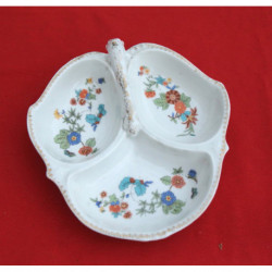 plat serviteur porcelaine SAXE E.S. décor de fleurs ancien