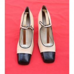 chaussures escarpins femme vintage cuir beige et noir BRUNO MAGLI 37