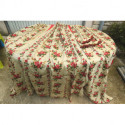 3 rideaux anciens tissu épais décor de roses