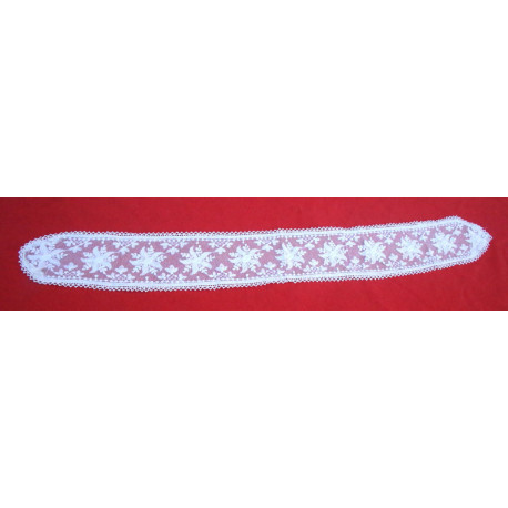 dentelle fine sur tulle blanche ancienne terminée par 2 pointes  80 cm